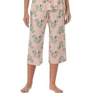 Disney Women’s Mickey Mouse Drawstring Waist Print Capri Pajama Pants Bottom L